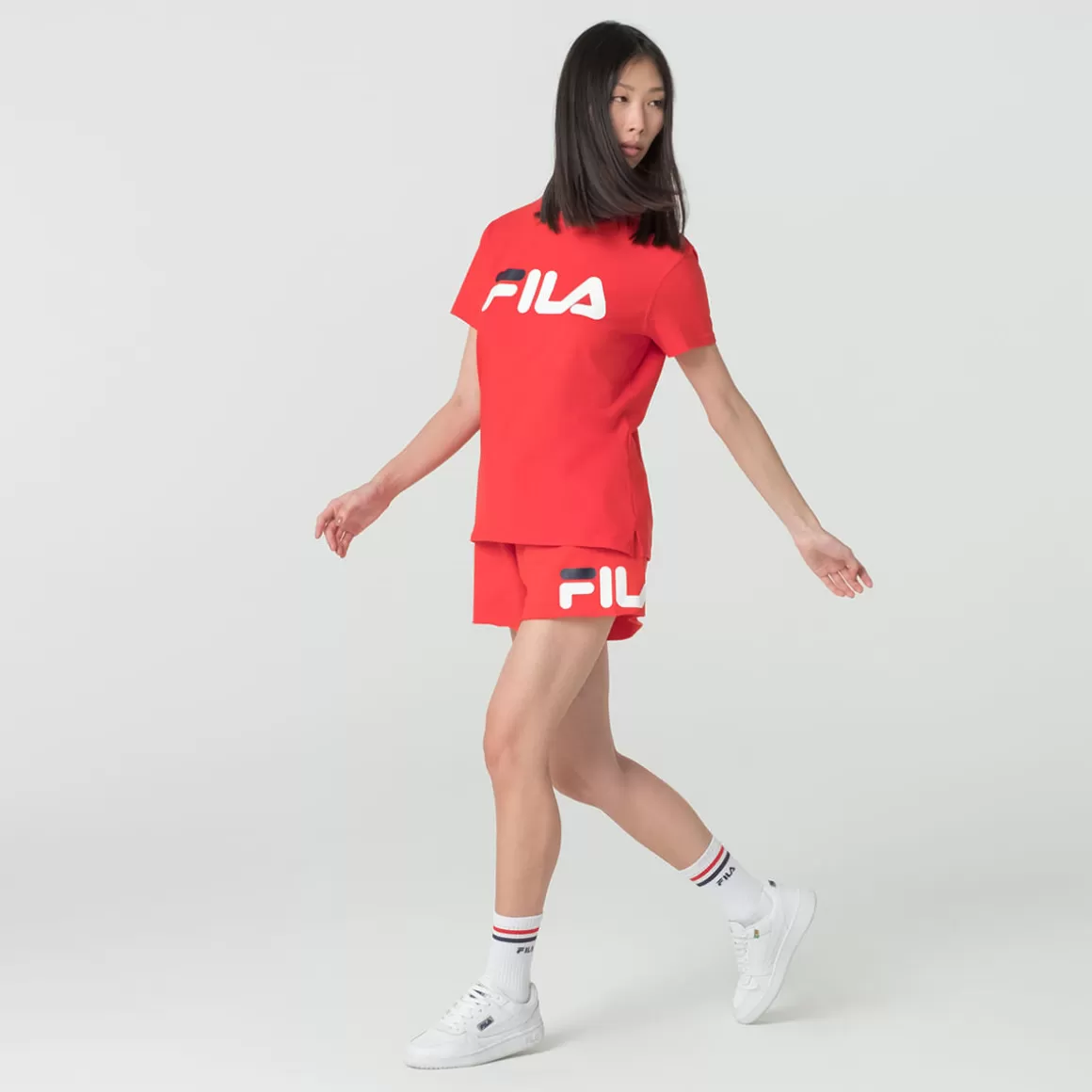 FILA Bermuda Casual Feminina Letter Vermelha - * Shorts, saias e skorts