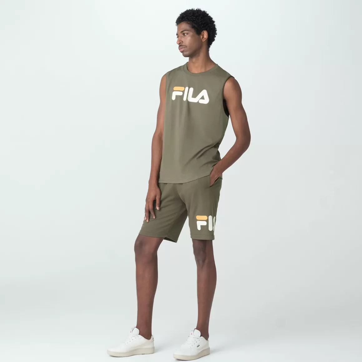 FILA Bermuda Esportiva Masculina Basic Letter III Verde Oliva - * Bermudas