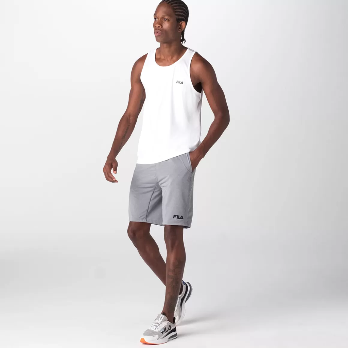FILA Bermuda Esportiva Masculina Sports Color 7,5 Cinza - * Academia e treino | Academia e treino