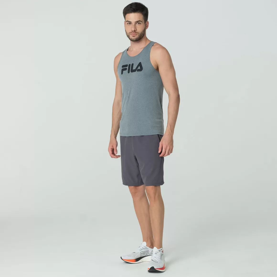 FILA Bermuda Esportiva Masculina Train 9 Cinza Escuro - * Academia e treino | Academia e treino