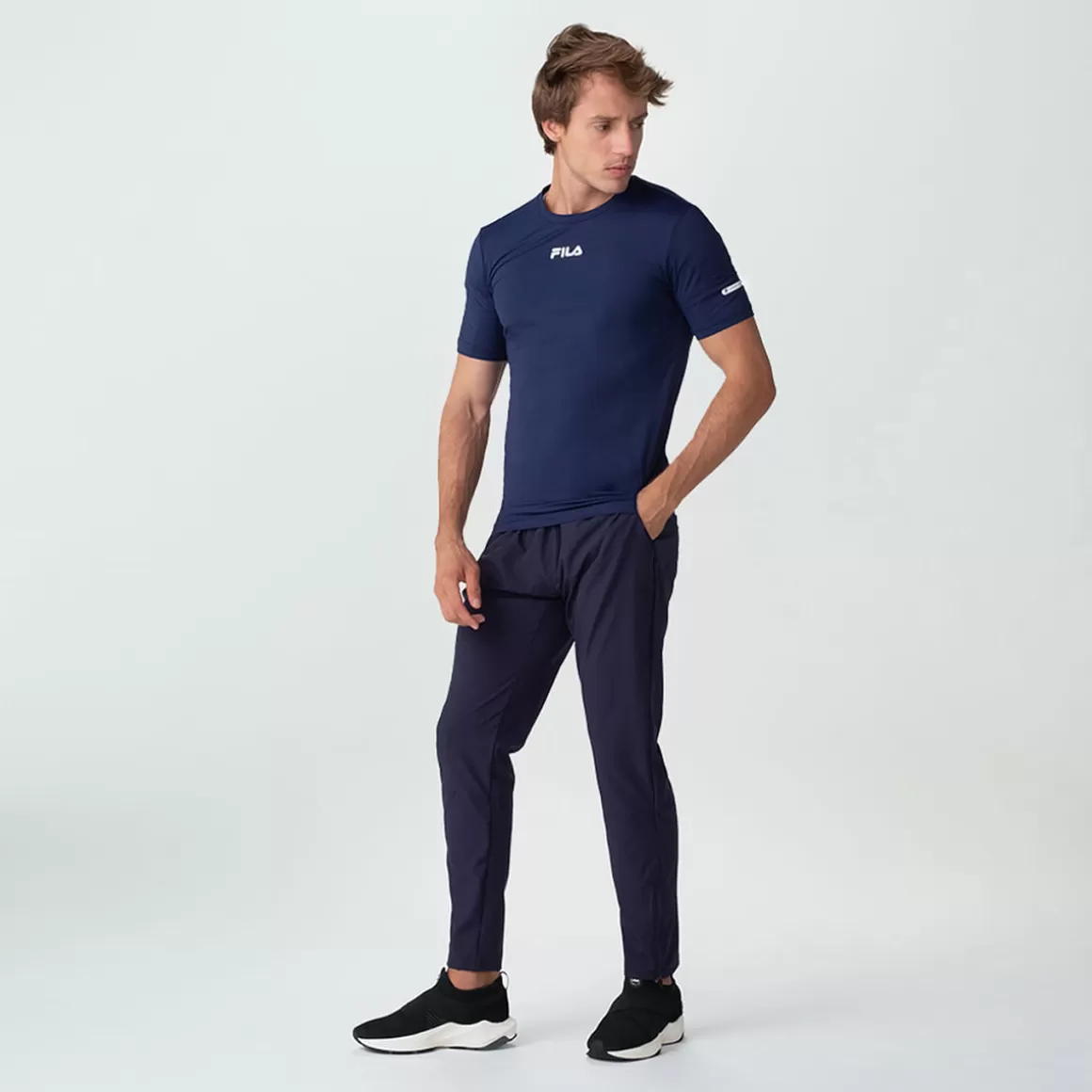 FILA Calça Esportiva Poliéster Masculina Slim Zip Marinho - * Academia e treino | Academia e treino