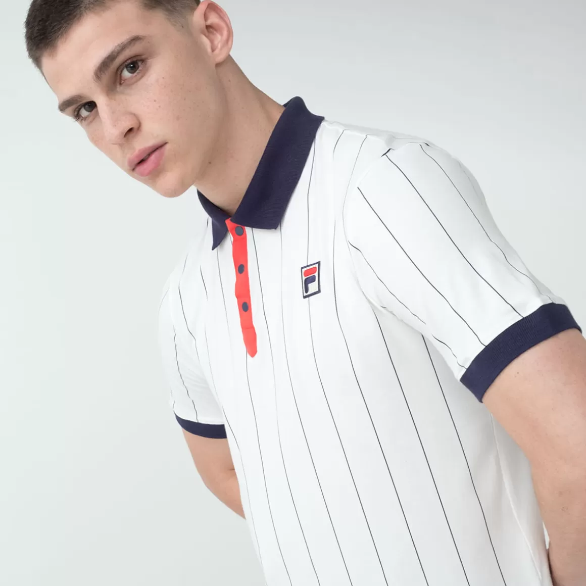 FILA Camisa Polo com Listras Masculina BB1 Branca - * Heritage | Polos