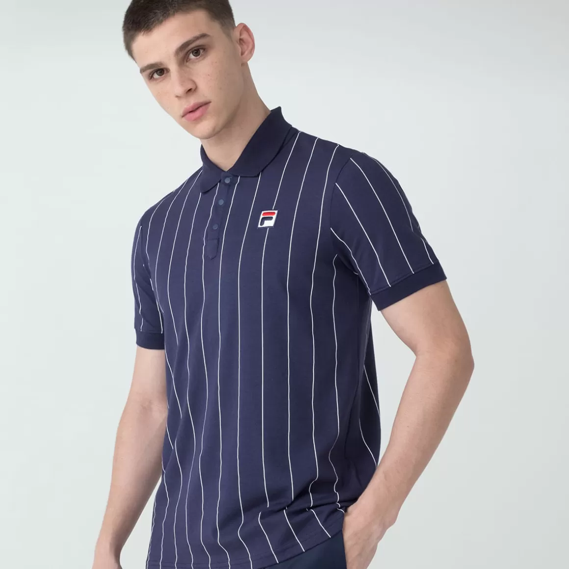 FILA Camisa Polo com Listras Masculina BB1 Marinho - * Heritage | Polos