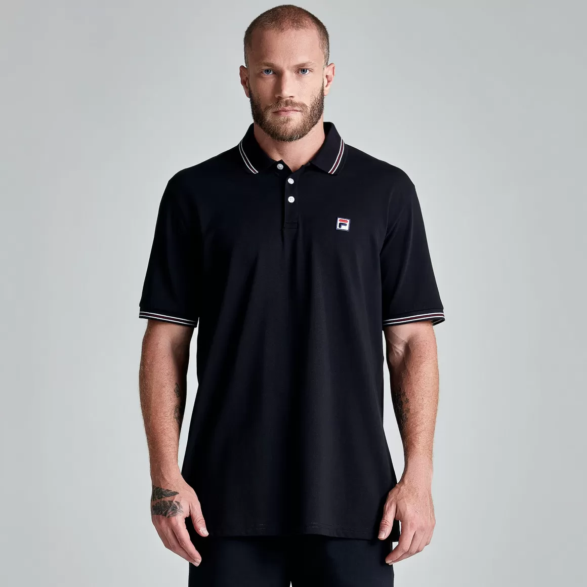 FILA Camisa Polo Preta Premium Pima Masculina - * Polos