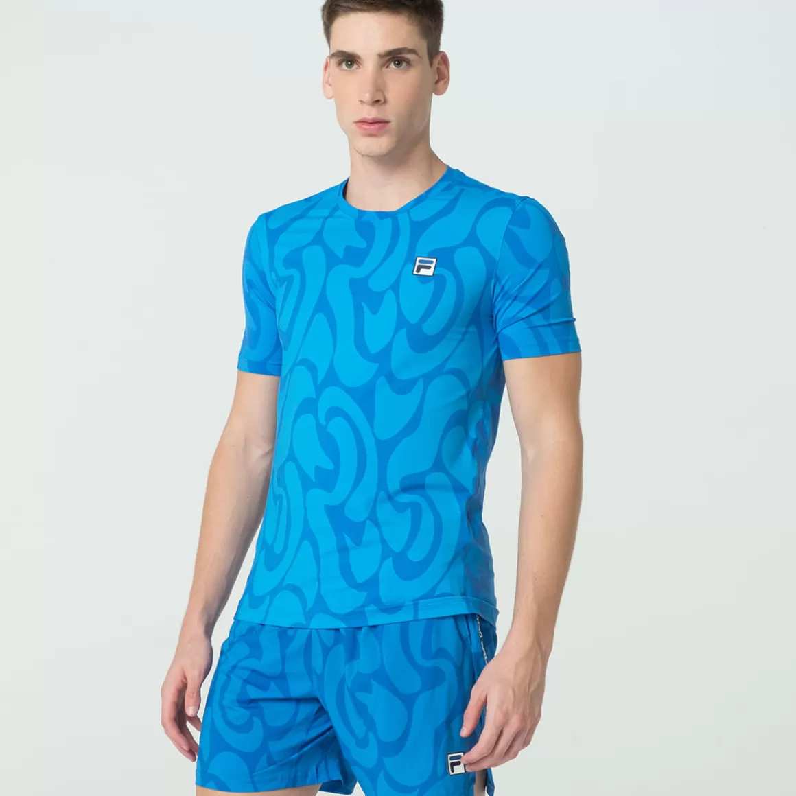 FILA Camiseta Beach Tennis Sport Masculina Azul Estampada - * Controle de temperatura | Beach tennis