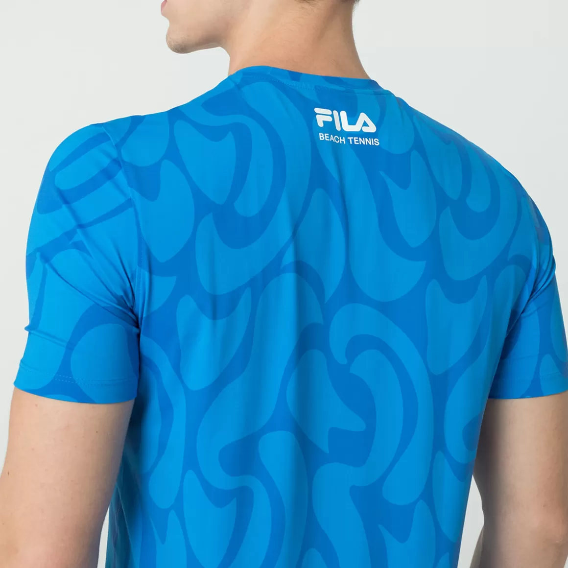 FILA Camiseta Beach Tennis Sport Masculina Azul Estampada - * Controle de temperatura | Beach tennis