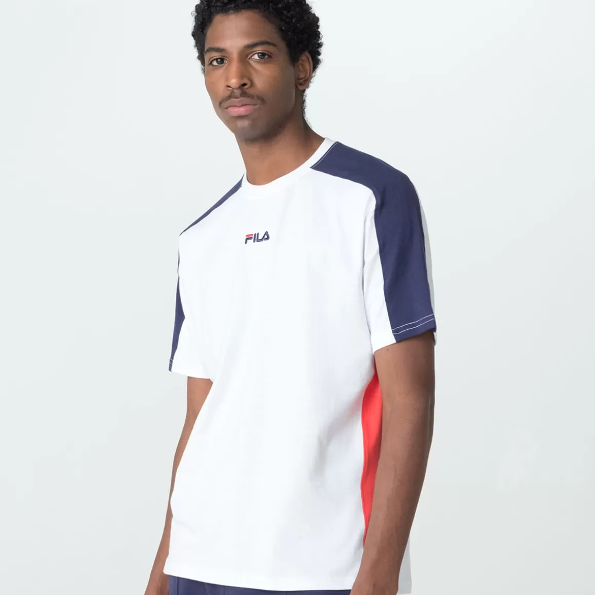 FILA Camiseta Casual Masculina Color Block Letter Branca - * Lifestyle | Camisetas e regatas