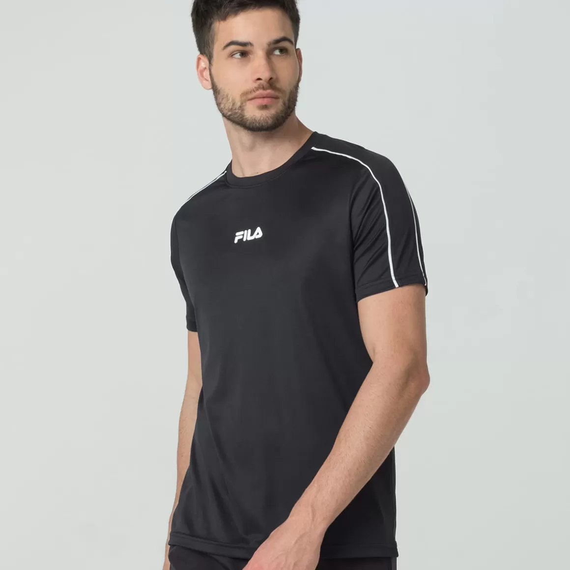 FILA Camiseta de Treino Masculina Linea Eco Preta - * Respirabilidade | Roupas com Proteção UV