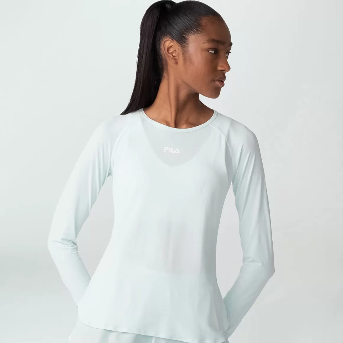 FILA Camiseta Esportiva Manga Longa Feminina Bio II Azul - * Respirabilidade | Anti-odor