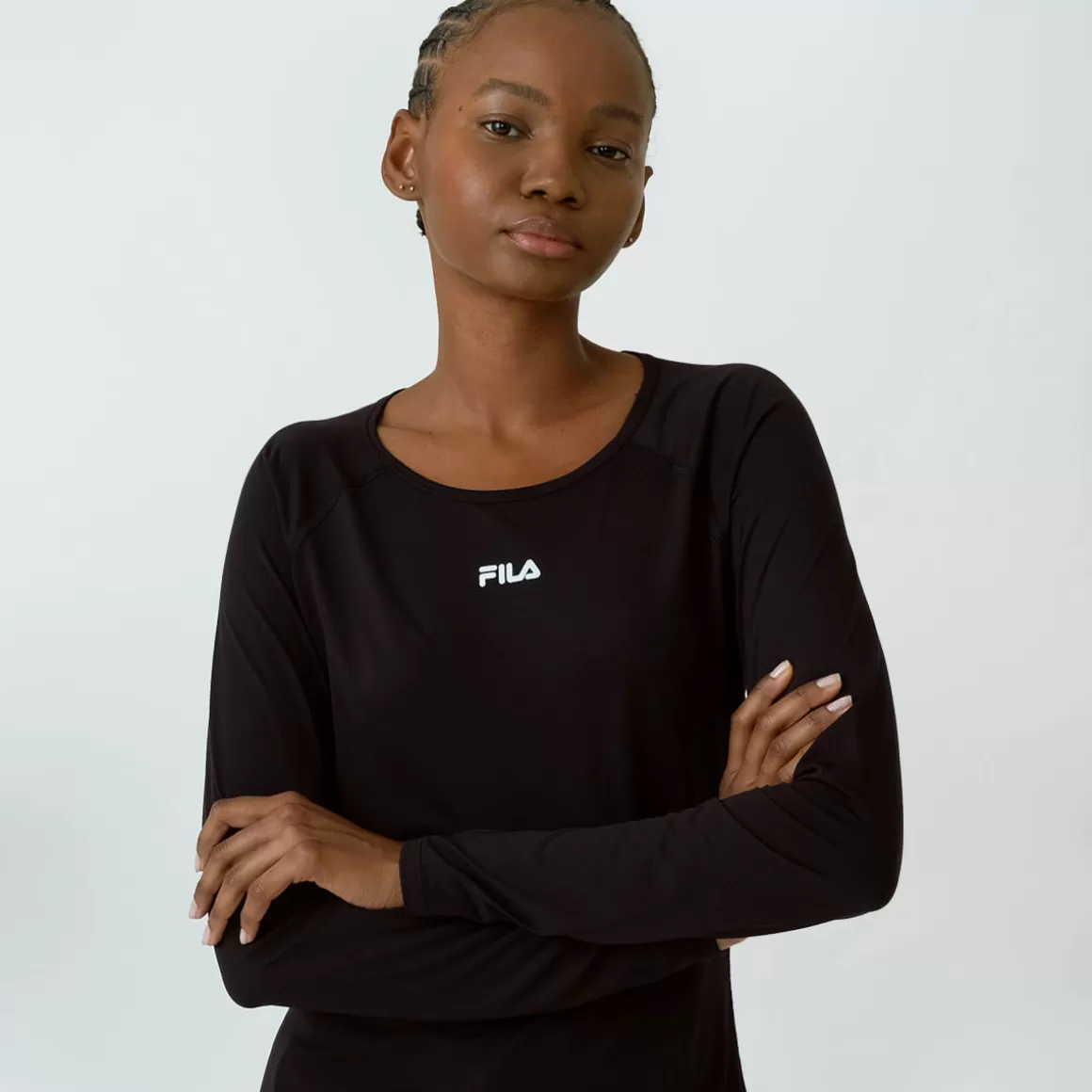 FILA Camiseta Esportiva Manga Longa Feminina Bio II Preta - * Respirabilidade | Anti-odor