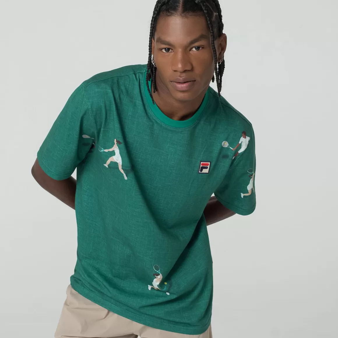 FILA Camiseta Estampada Masculina TC Players Verde - * Heritage | Camisetas e regatas