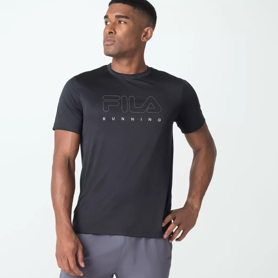 FILA Camiseta Basic Run Print Masculina - * Roupas com Proteção UV | Caminhada e corrida