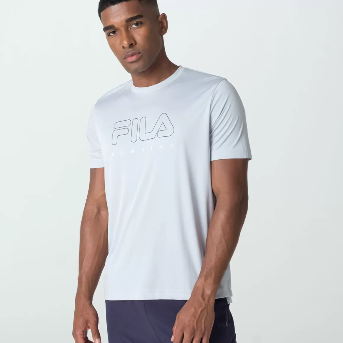 FILA Camiseta Basic Run Print Masculina - * Roupas com Proteção UV | Caminhada e corrida