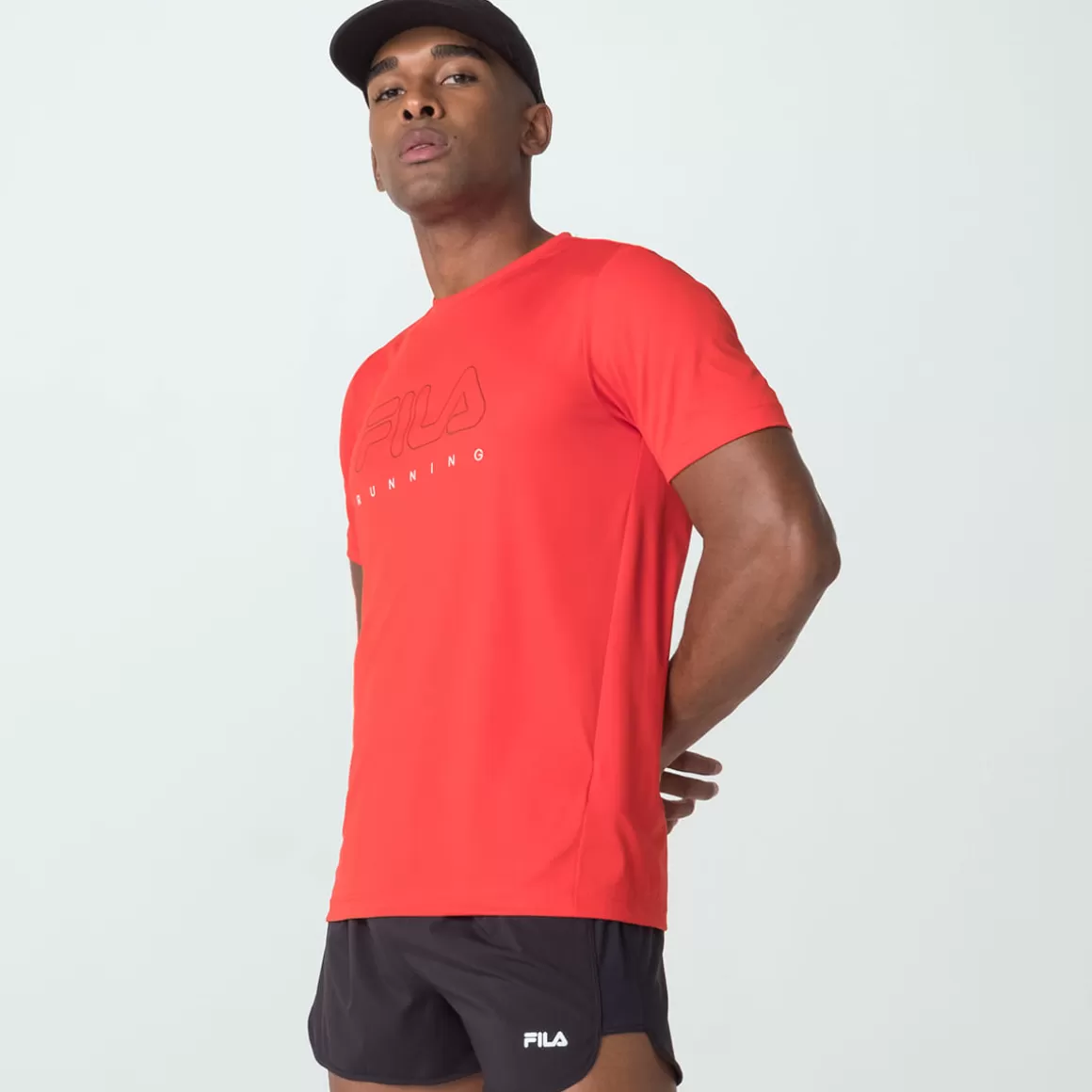 FILA Camiseta Basic Run Print Masculina - * Roupas com Proteção UV | Caminhada e corrida