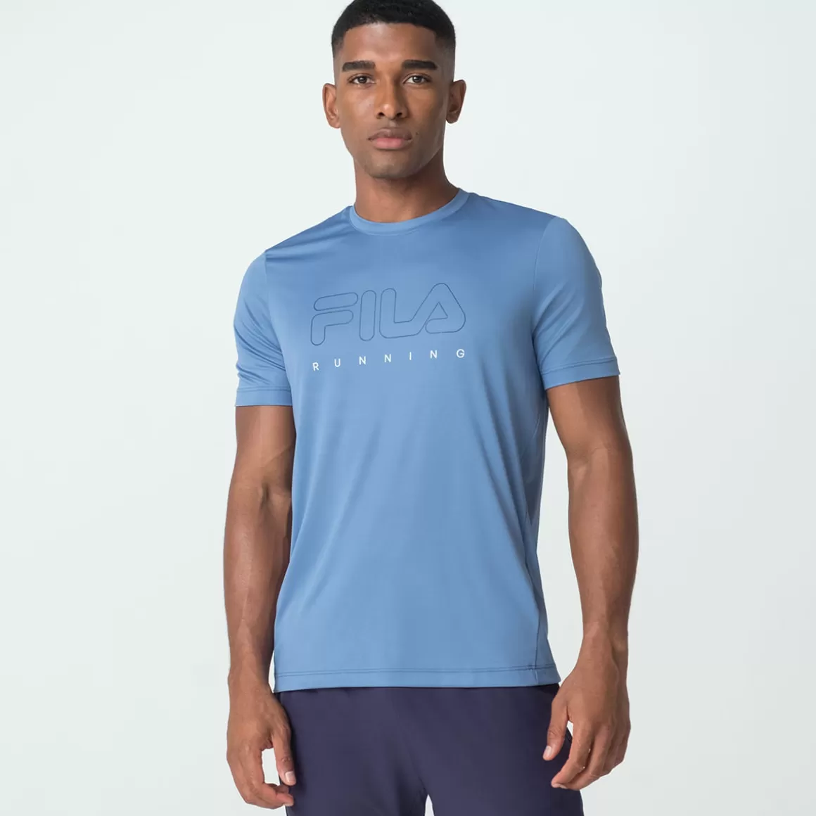 FILA Camiseta Basic Run Print Masculina - * Caminhada e corrida | Roupas com Proteção UV