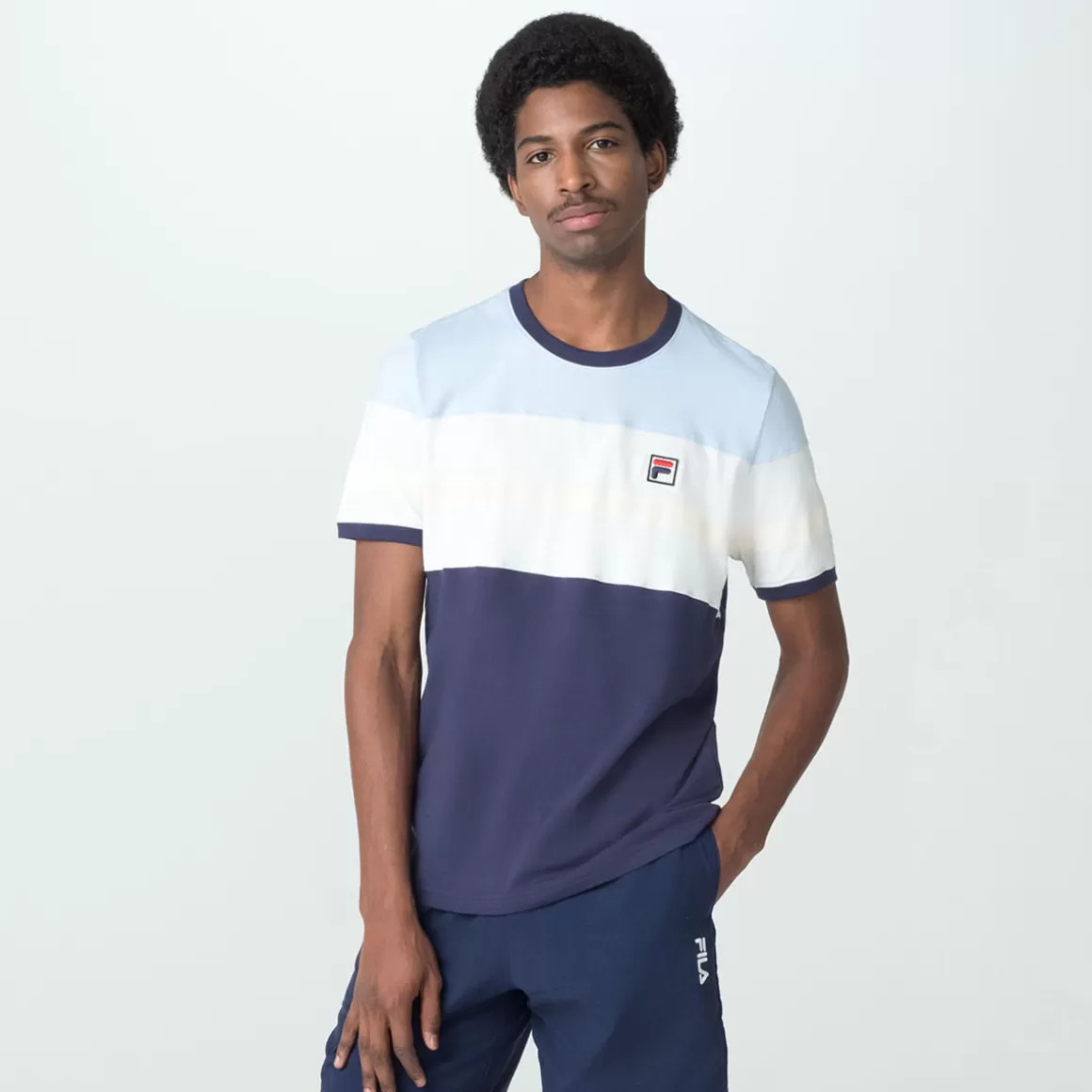 FILA Camiseta Listrada Masculina Flag Marinho - * Heritage | Camisetas e regatas