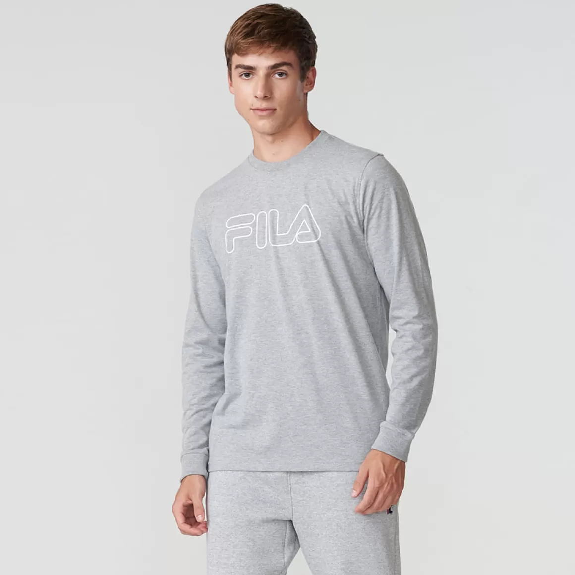 FILA Camiseta Manga Longa Letter Outline Masculina - * Camisetas e regatas