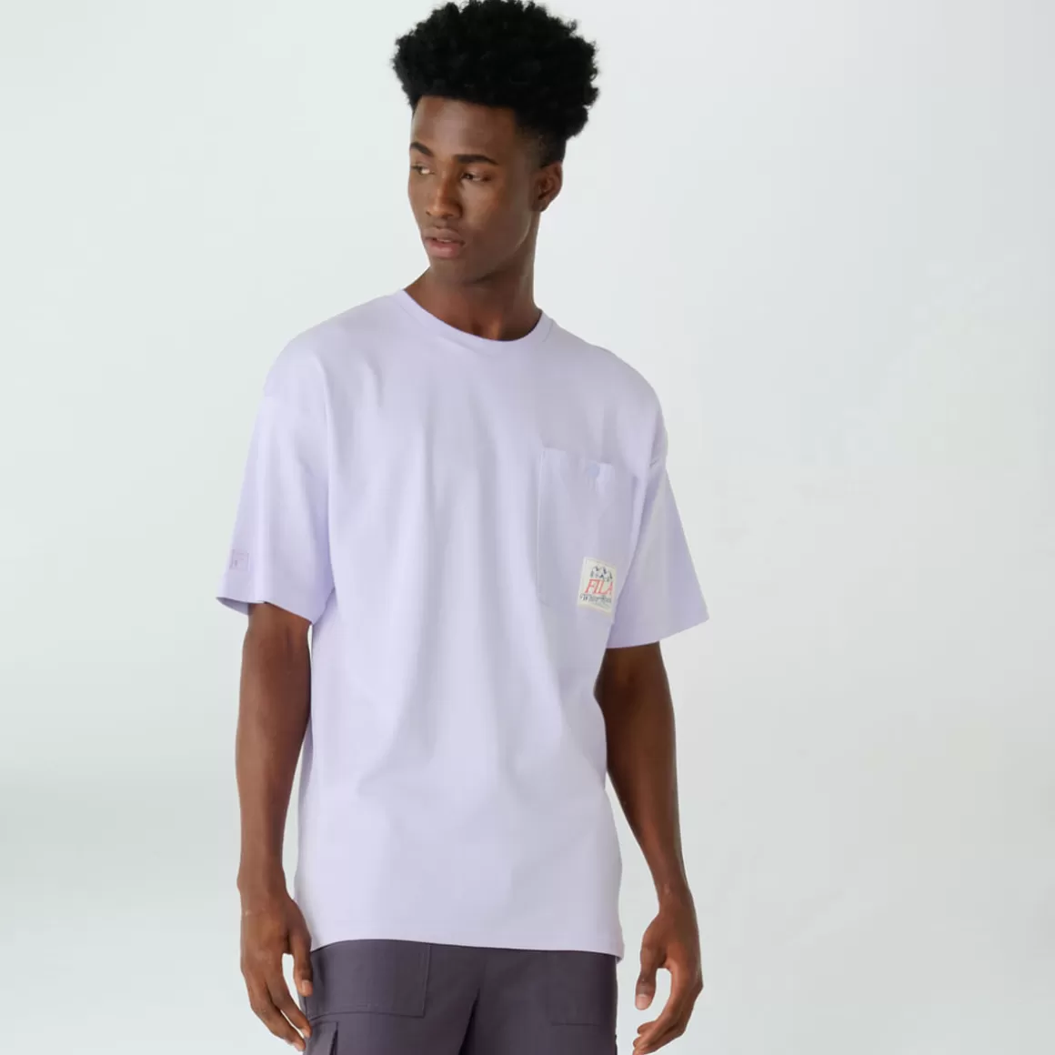 FILA Camiseta Masculina Mike Fabric Mix Oversized Roxa - * Heritage | Camisetas e regatas