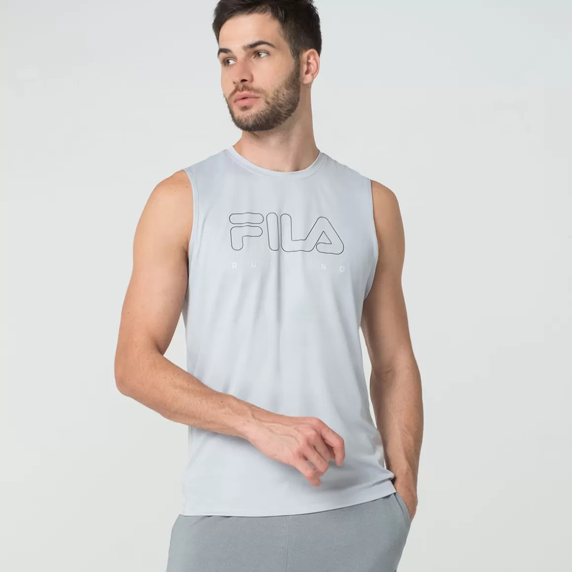 FILA Camiseta Sem Manga Run Print Masculina - * Respirabilidade | Roupas com Proteção UV