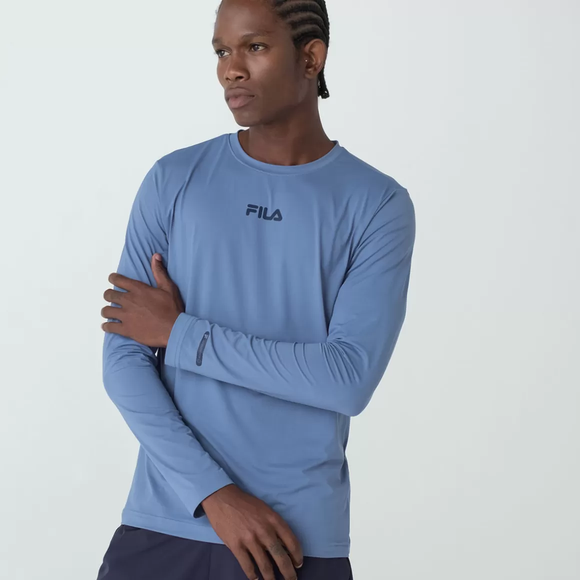 FILA Camiseta Tecnológica Sun Protect Breezy Azul - * Controle de temperatura | Roupas com Proteção UV