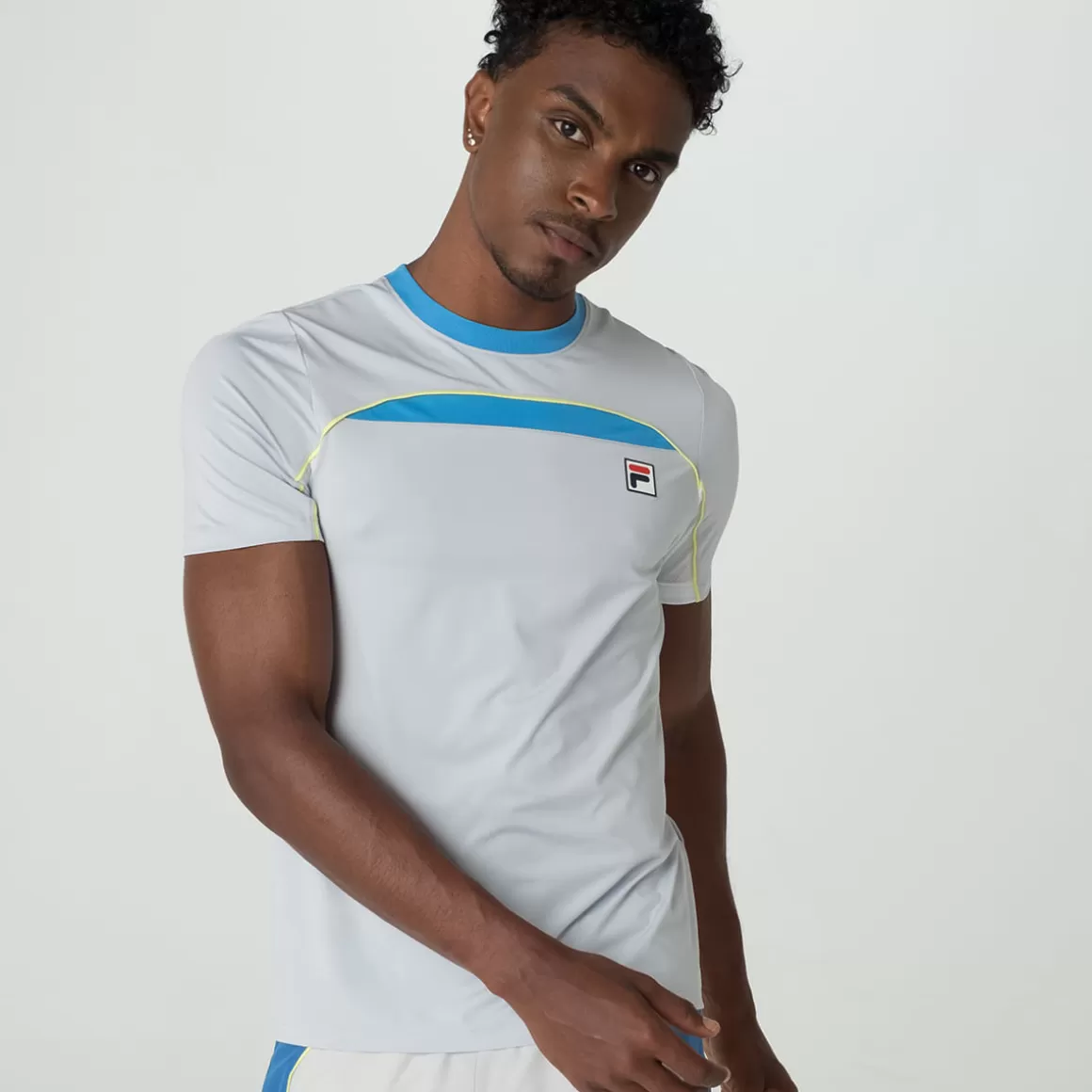 FILA Camiseta Tennis Masculina Backspin Short Sleeve Cinza - * Roupas com Proteção UV | Tennis