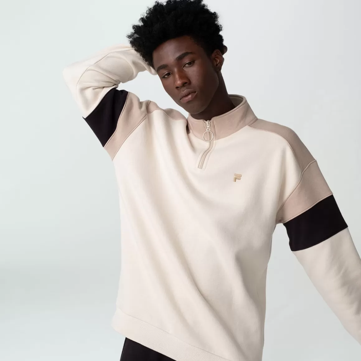 FILA Casaco Casual Masculino Block Letter Creme - * Moletons, jaquetas e casacos