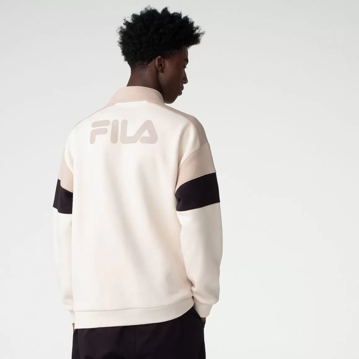 FILA Casaco Casual Masculino Block Letter Creme - * Moletons, jaquetas e casacos