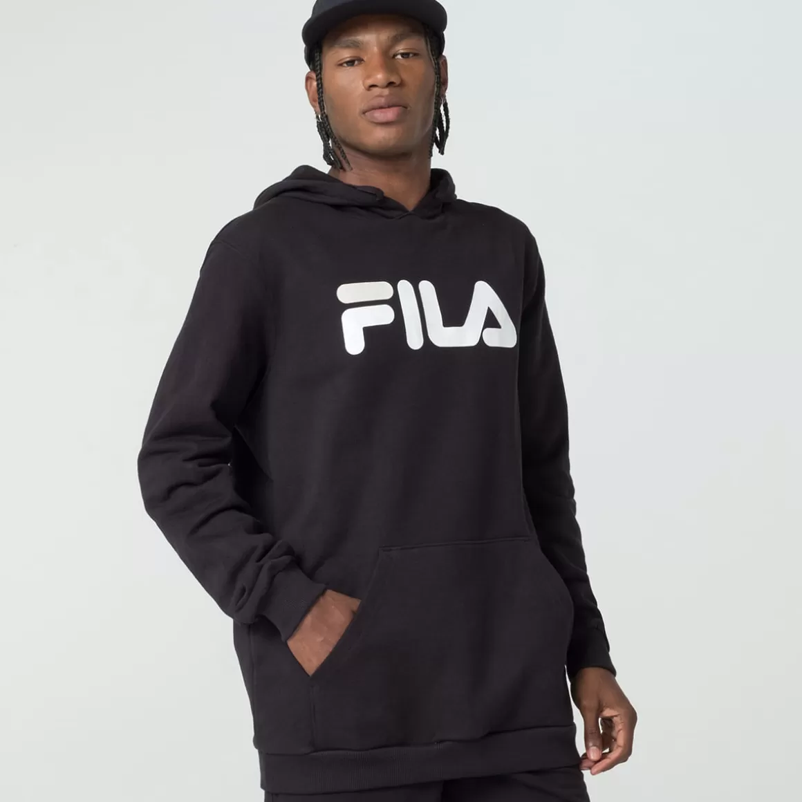 FILA Casaco com Capuz Masculino Comfort Letter II Preto - * Moletons, jaquetas e casacos