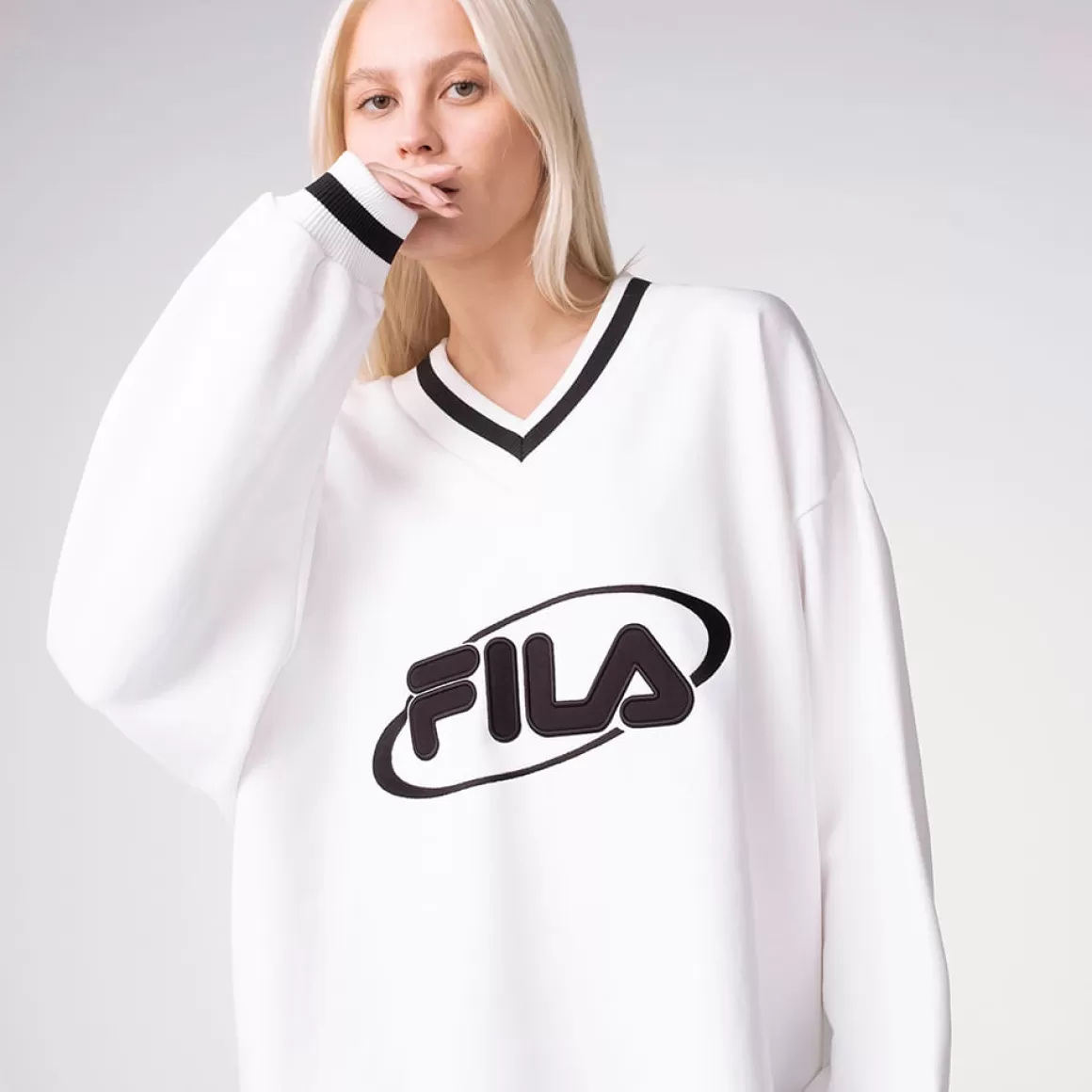 FILA Casaco Heritage Oversized V-Neck Pullover Feminino - * Heritage | Moletons, casacos e jaquetas