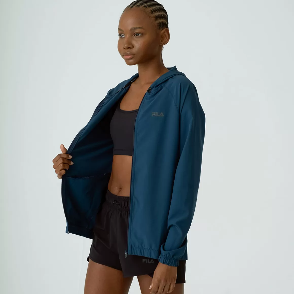 FILA Corta Vento Esportiva Feminina Basic Run Azul Marinho - * Caminhada e corrida | Caminhada e corrida