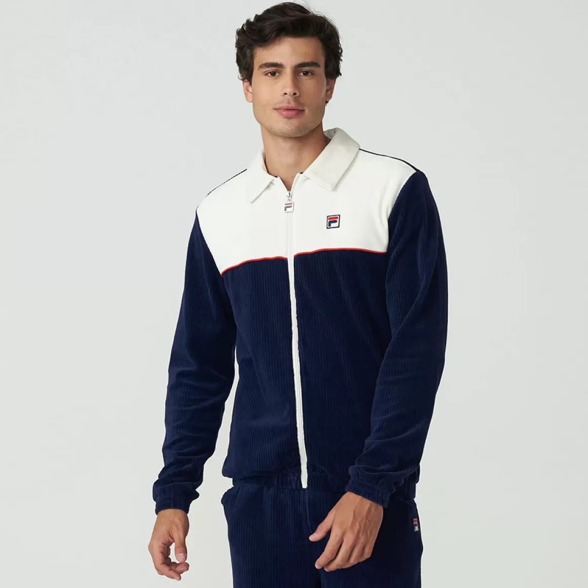 FILA Jaqueta de Veludo Masculina Gerar Azul - * Heritage | Moletons, jaquetas e casacos