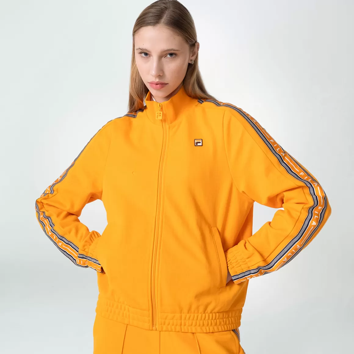 FILA Jaqueta Esportiva Feminina Track W/ Tape Laranja - * Heritage | Moletons, casacos e jaquetas