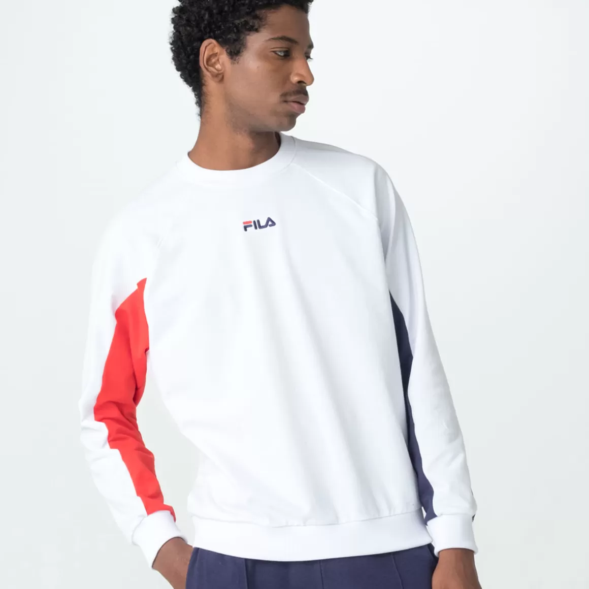 FILA Moletom Casual Masculino Color Block Letter Branco - * Lifestyle | Moletons, jaquetas e casacos