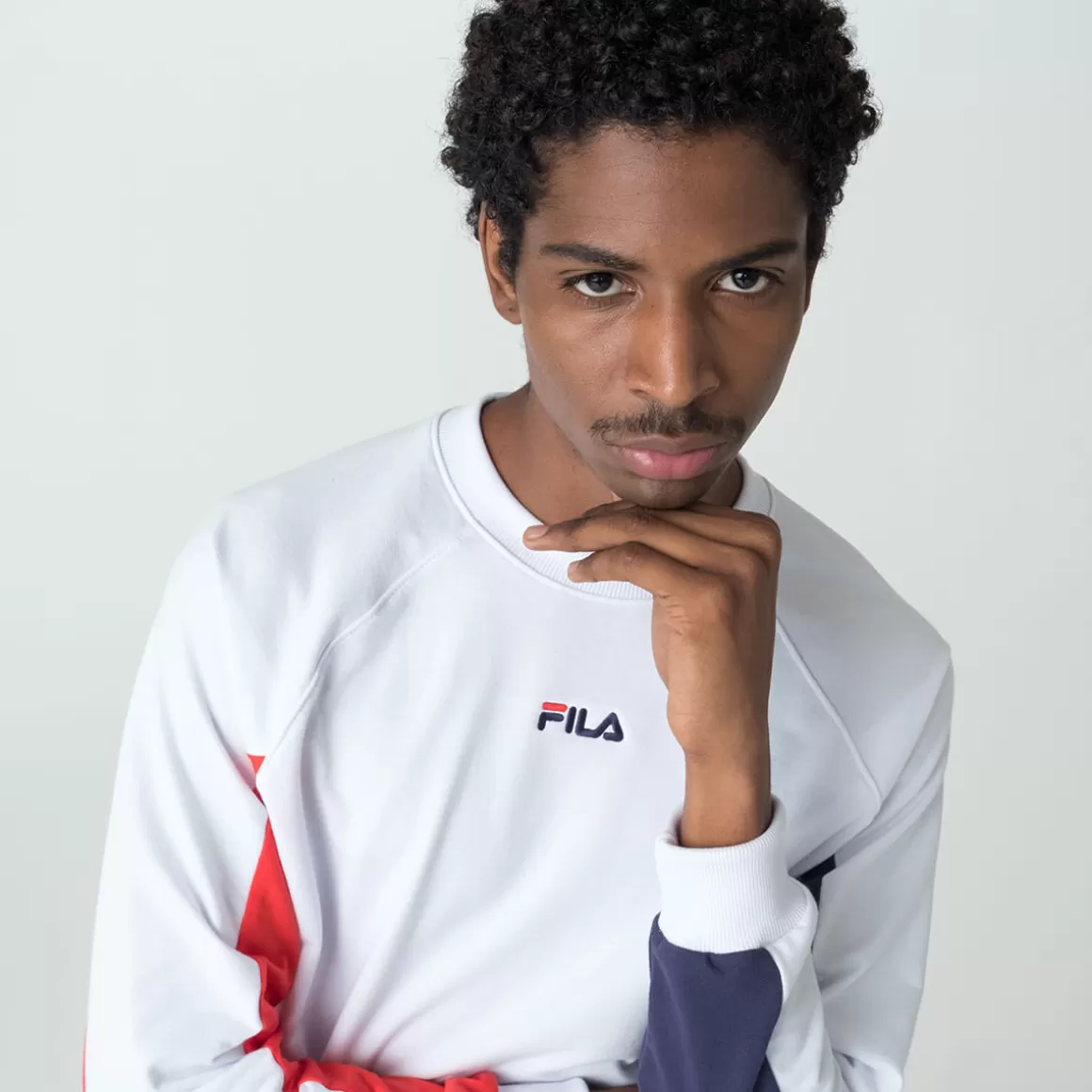 FILA Moletom Casual Masculino Color Block Letter Branco - * Lifestyle | Moletons, jaquetas e casacos