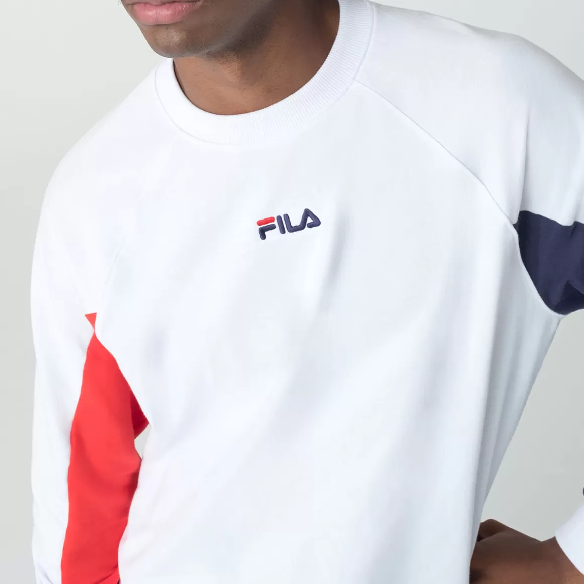 FILA Moletom Casual Masculino Color Block Letter Branco - * Lifestyle | Moletons, jaquetas e casacos