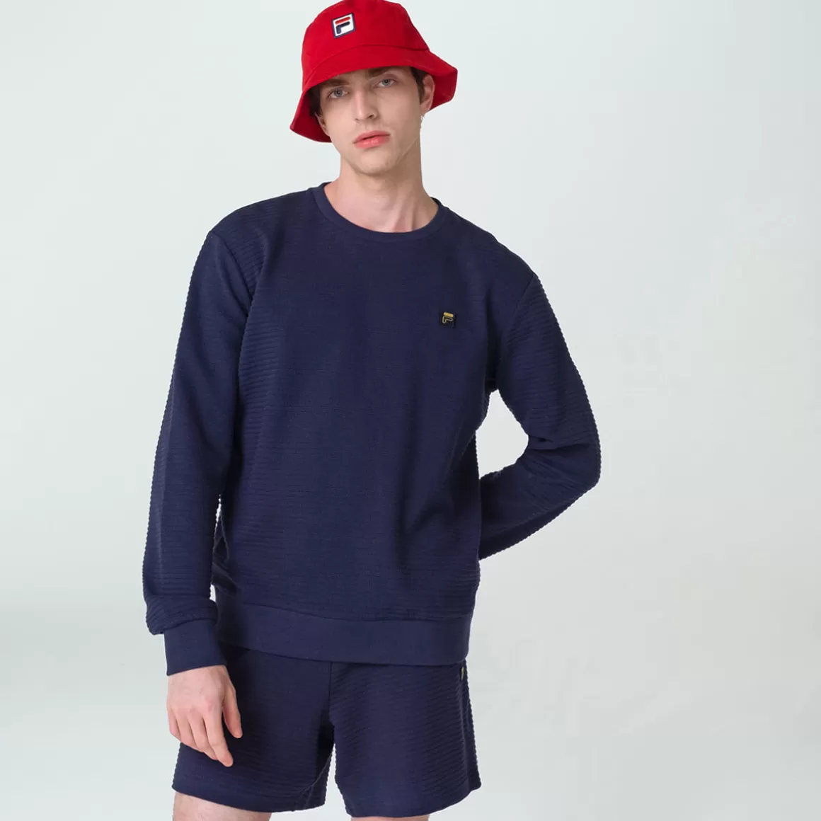 FILA Moletom Casual Masculino Luca Pleated Crew Marinho - * Heritage | Moletons, jaquetas e casacos