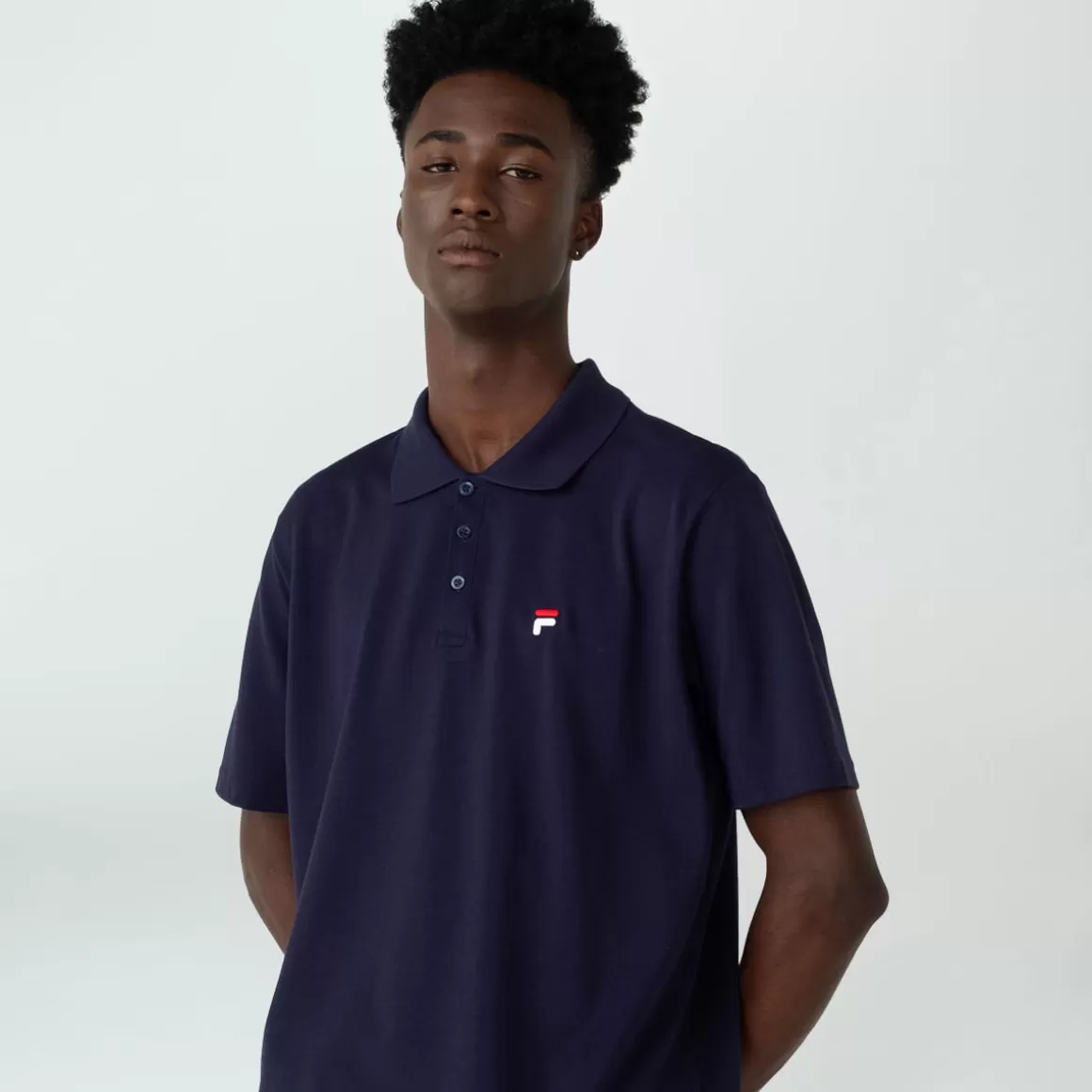 FILA Polo Casual Masculina Basic Letter Marinho - * Polos