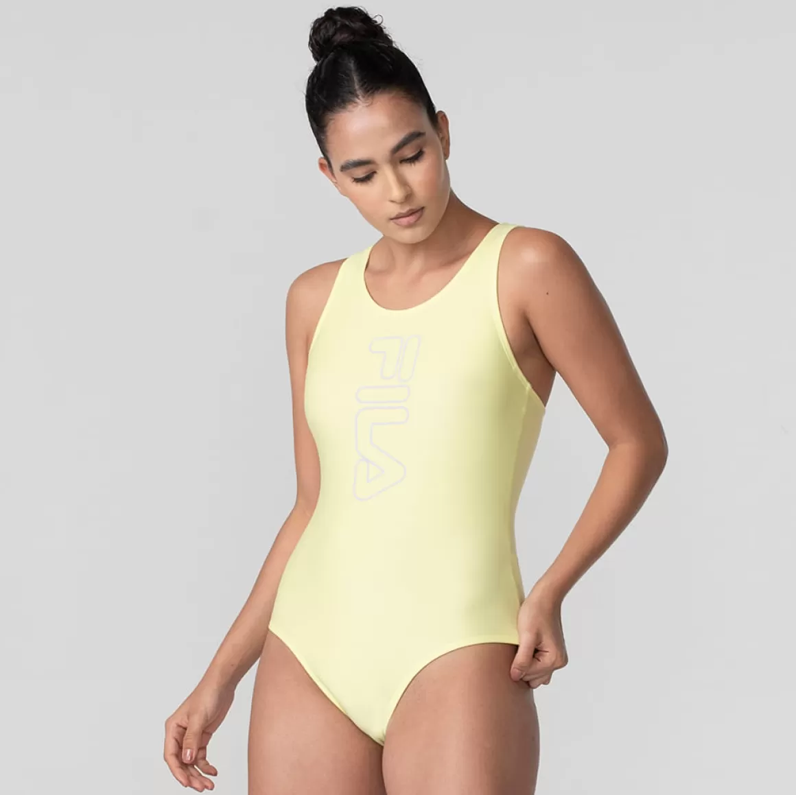 FILA Praia e Piscina: Maiô Feminino Tri Logo II - * Resistente à cloro | Roupas com Proteção UV