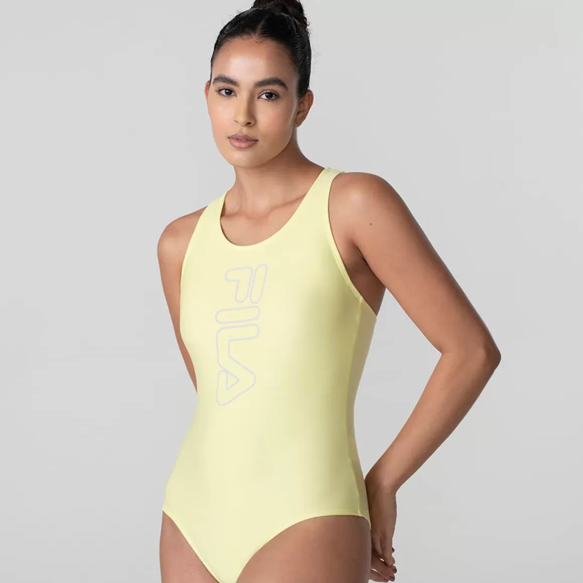 FILA Praia e Piscina: Maiô Feminino Tri Logo II - * Resistente à cloro | Roupas com Proteção UV