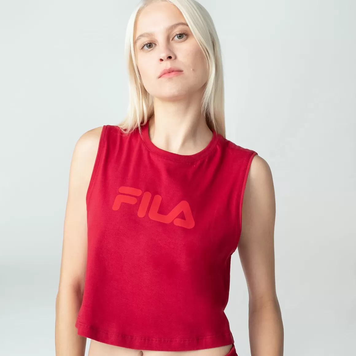 FILA Regata Cropped Feminina Letter II Vermelha - * Lifestyle | Blusas, camisetas e regatas