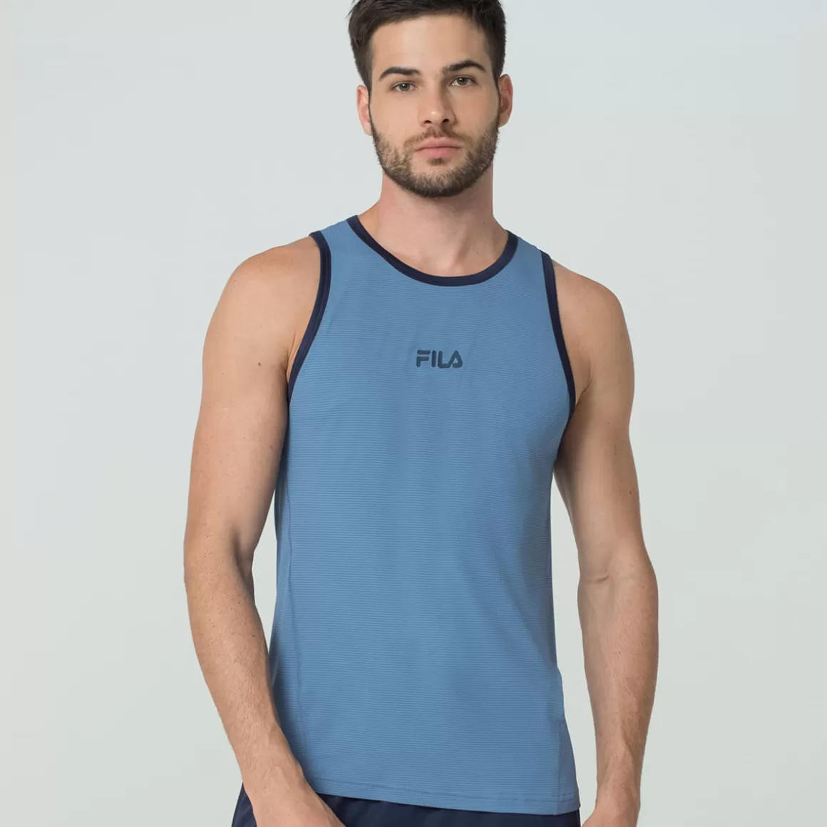 FILA Regata para Treino Masculina Linea Eco Azul - * Respirabilidade | Roupas com Proteção UV