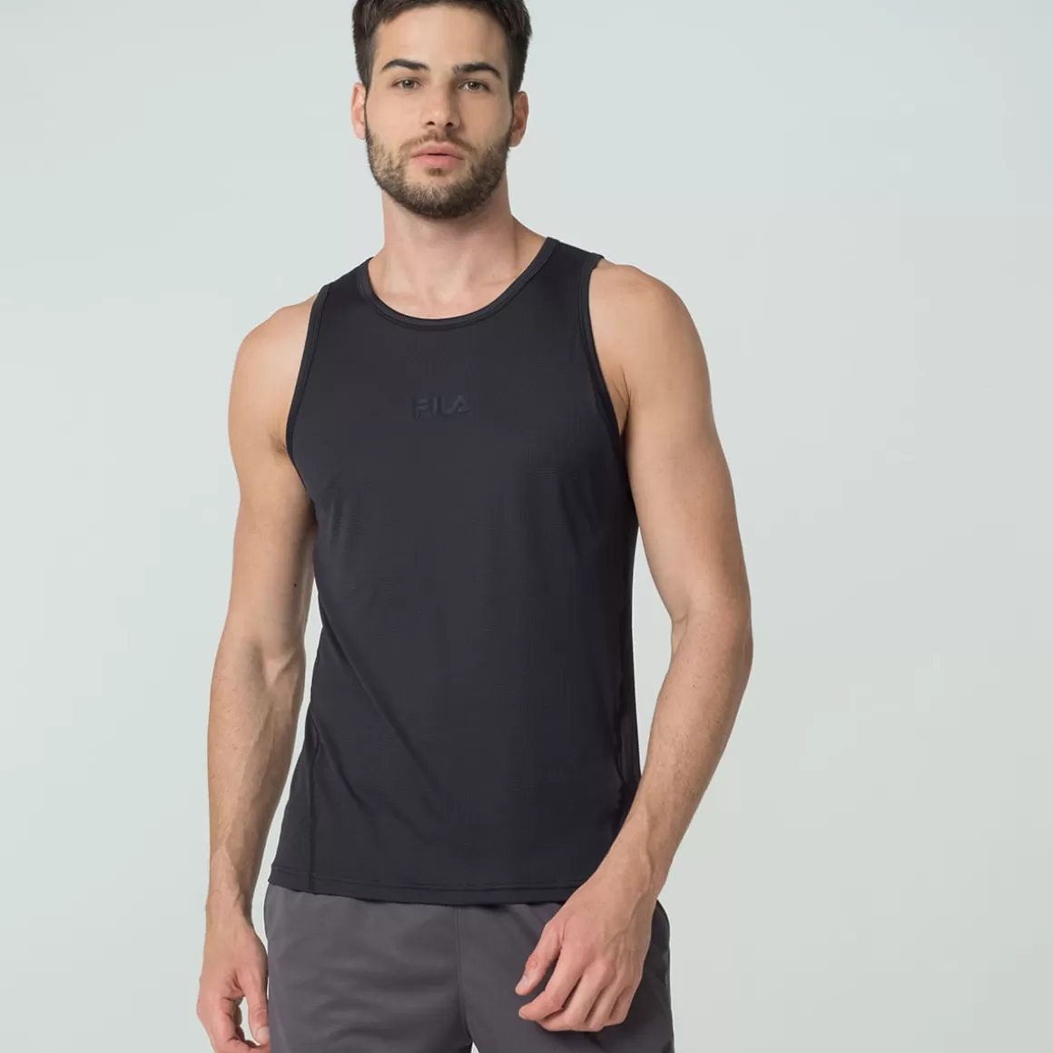 FILA Regata para Treino Masculina Linea Eco Preta - * Respirabilidade | Roupas com Proteção UV