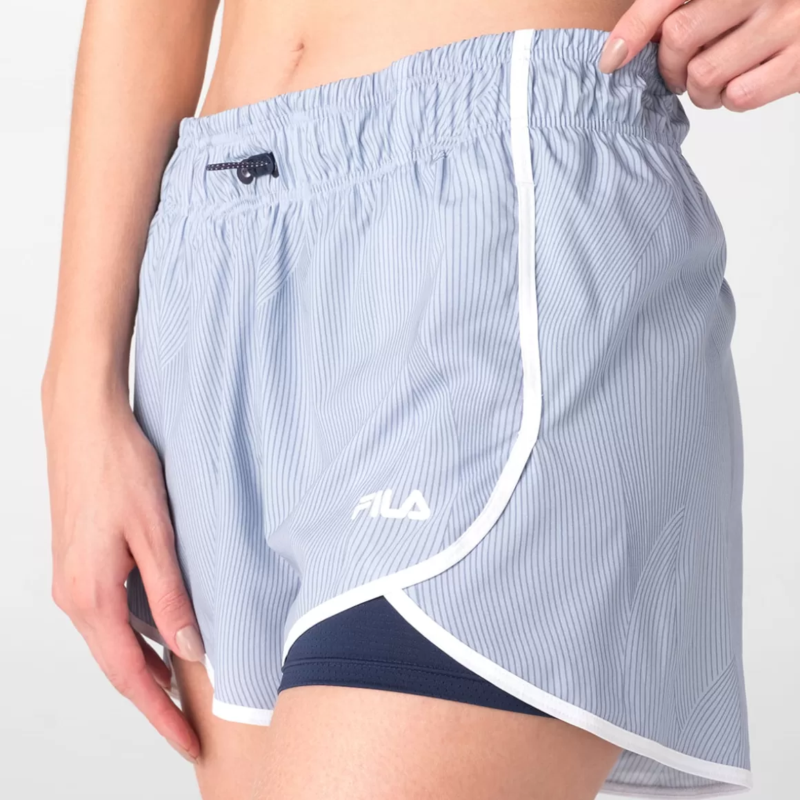 FILA Shorts Esportivo Feminino Double Racer Azul Claro - * Caminhada e corrida | Caminhada e corrida