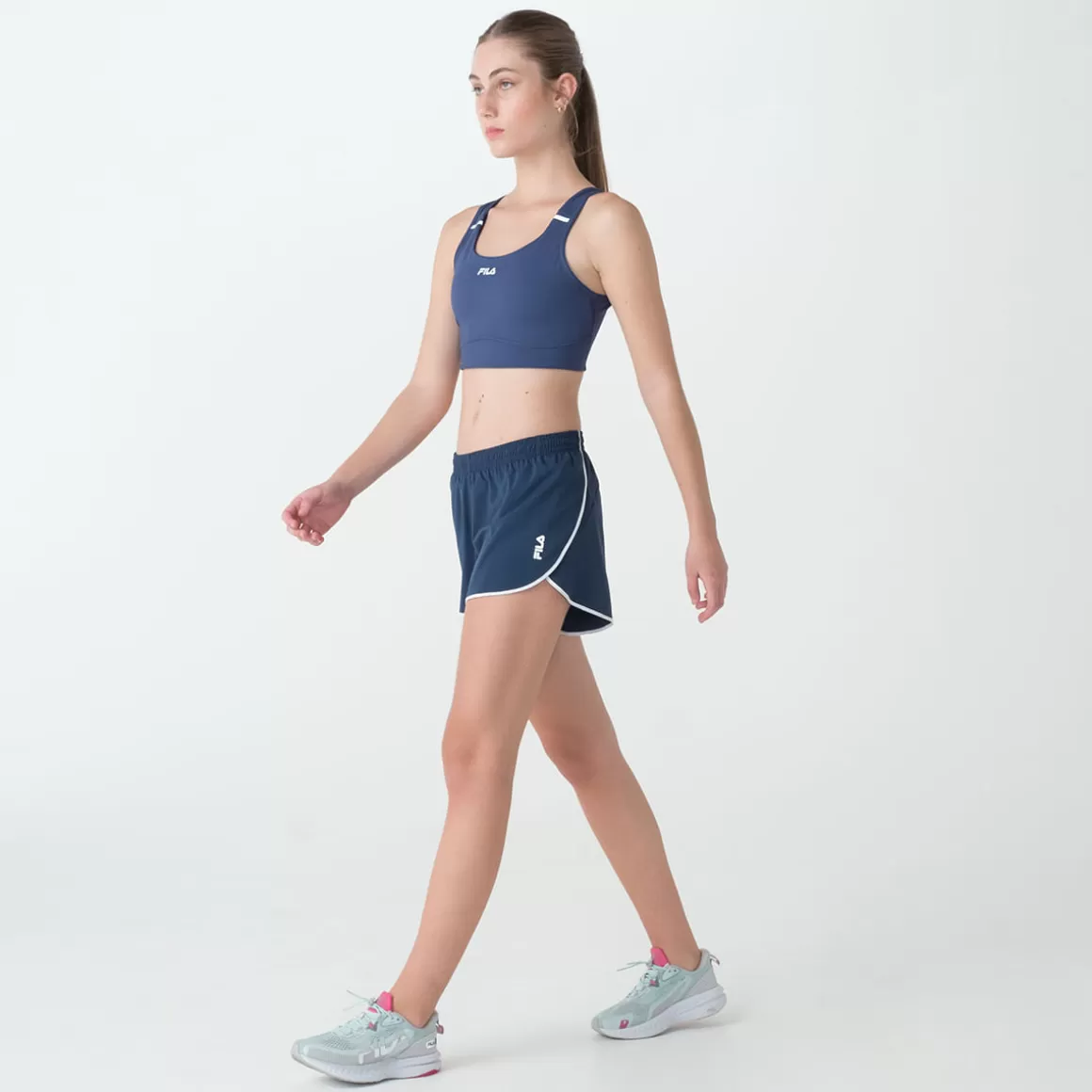 FILA Shorts Esportivo Feminino Double Run II Marinho - * Caminhada e corrida | Caminhada e corrida