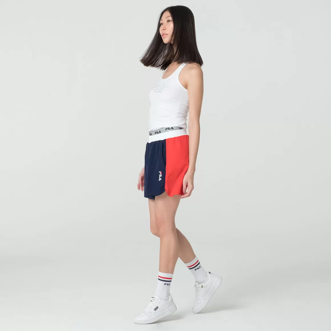 FILA Shorts Poliamida Feminino Color Block Letter Colorido - * Shorts, saias e skorts