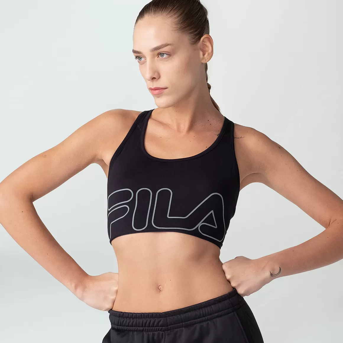 FILA Top Esportivo Feminino Basic Run Preto - * Compressão | Caminhada e corrida