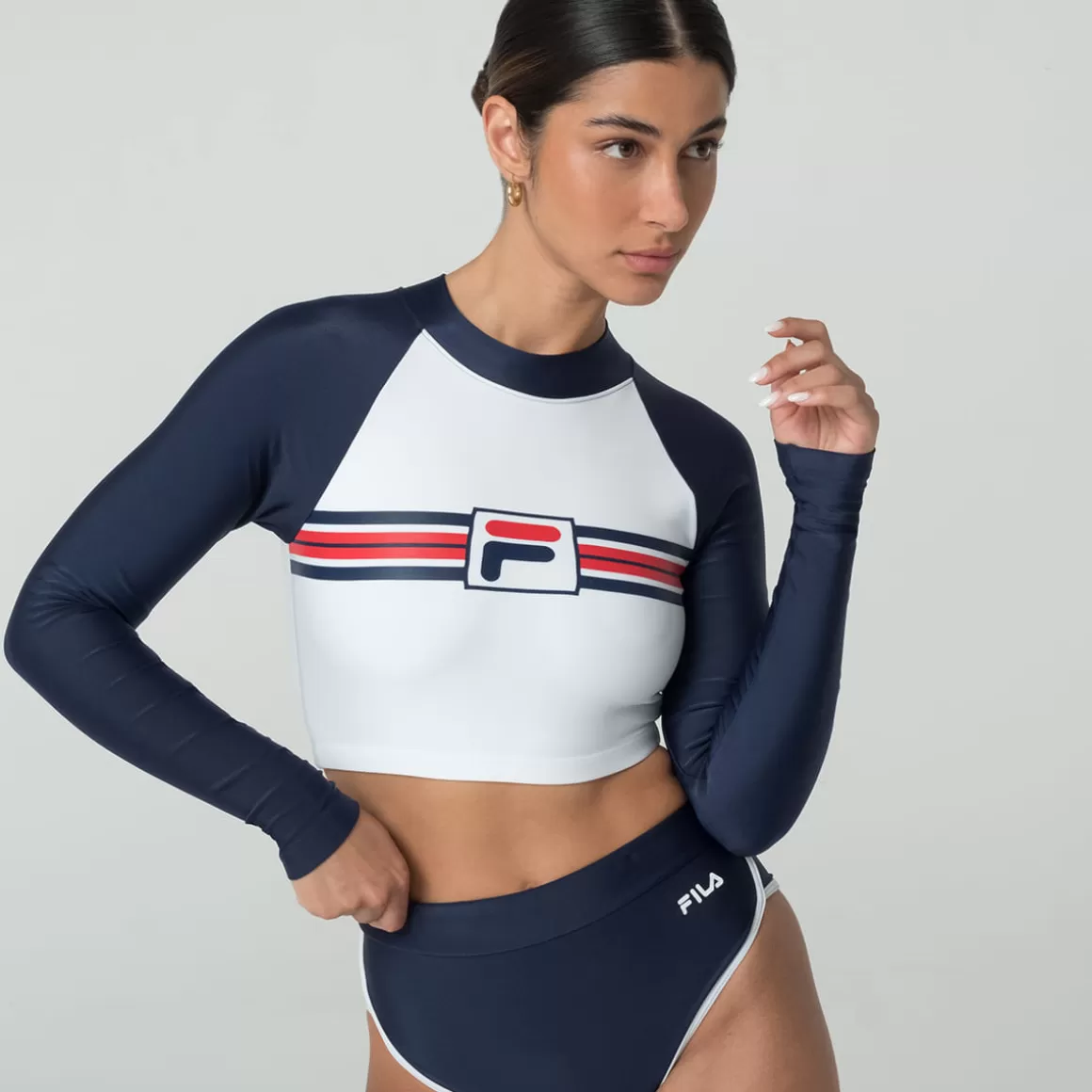 FILA Top Ml Cropped Feminino - * Roupas com Proteção UV | Natação