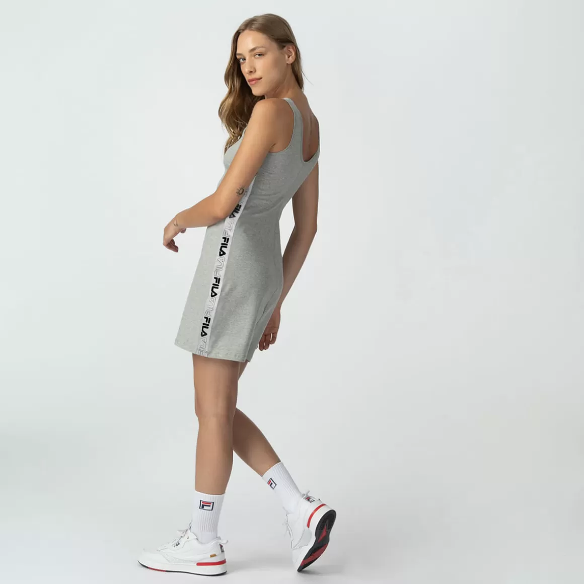 FILA Vestido Curto Feminino Tape Cinza - * Lifestyle | Macacões e vestidos